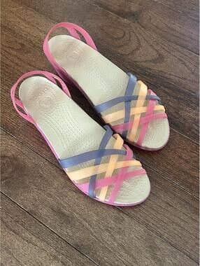 Crocs Isabella Huarache  Jelly Sandal Strappy Women Size 10 Multicolor